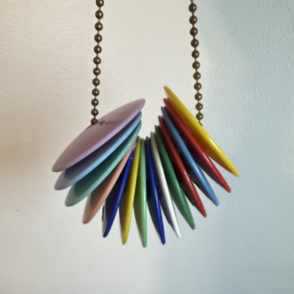 Plakies Plastic/Celluloid Baby Rattle 14 Colorful Discs on Chain Vintage 1950's